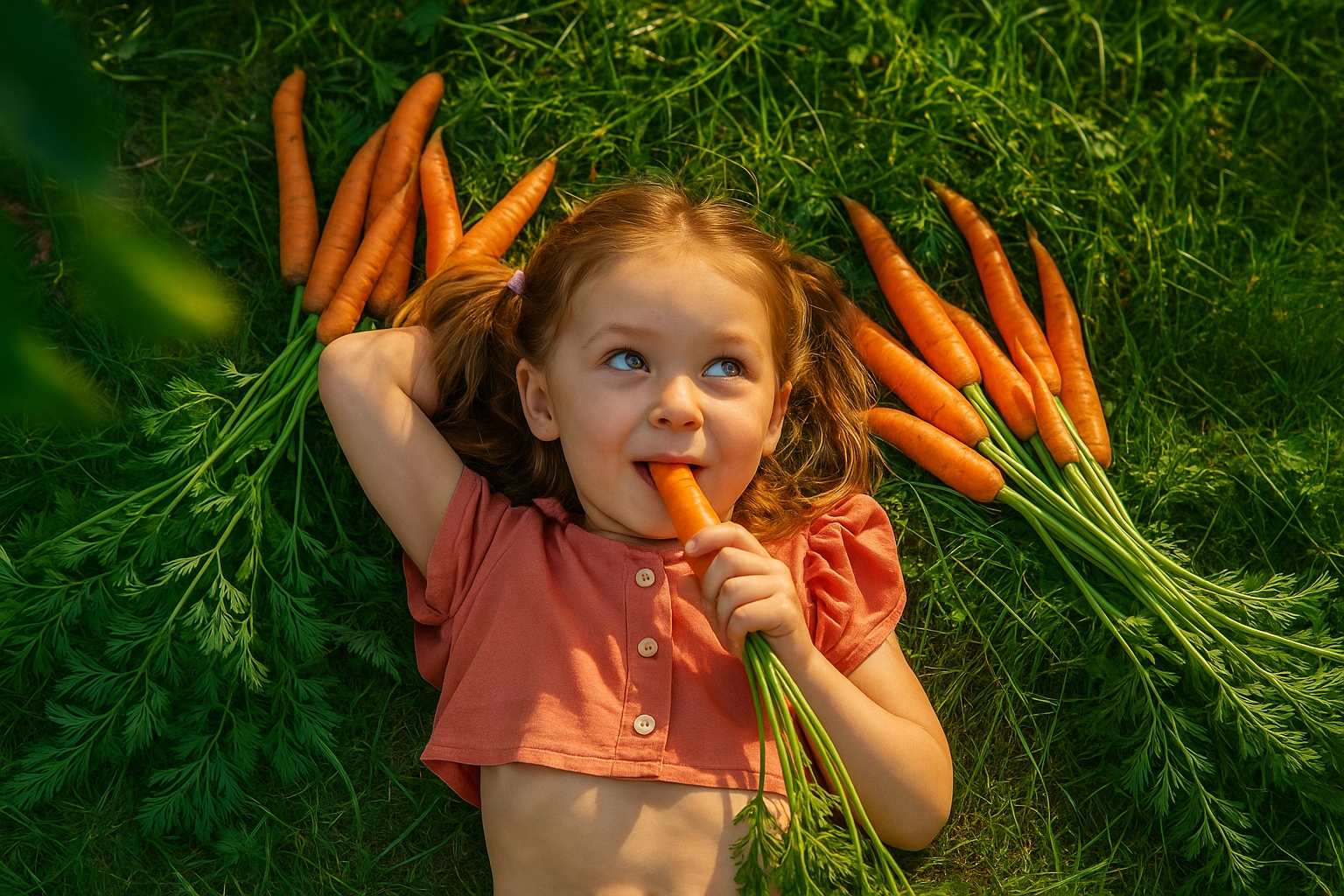 Fresh carrots in field
